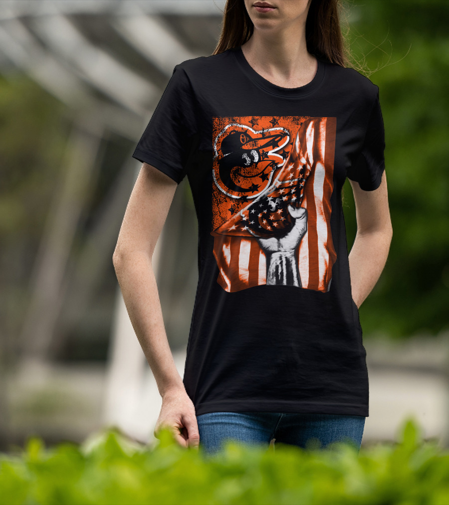 Baltimore Orioles Stars And Stripes Flag T-Shirt