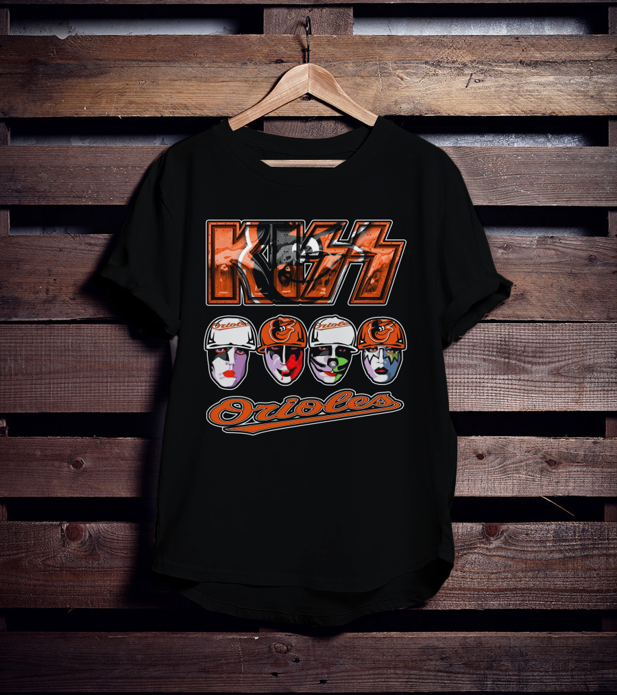 Kiss Orioles Baltimore Face Paint Baseball Crossover T-Shirt