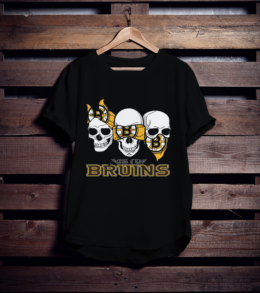 3 Skull Boston Bruins Hockey Skulls T-Shirt