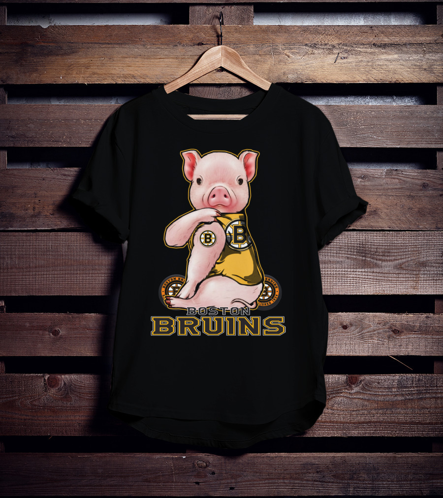 Boston Bruins Pig Wearing Team Uniform T-Shirt