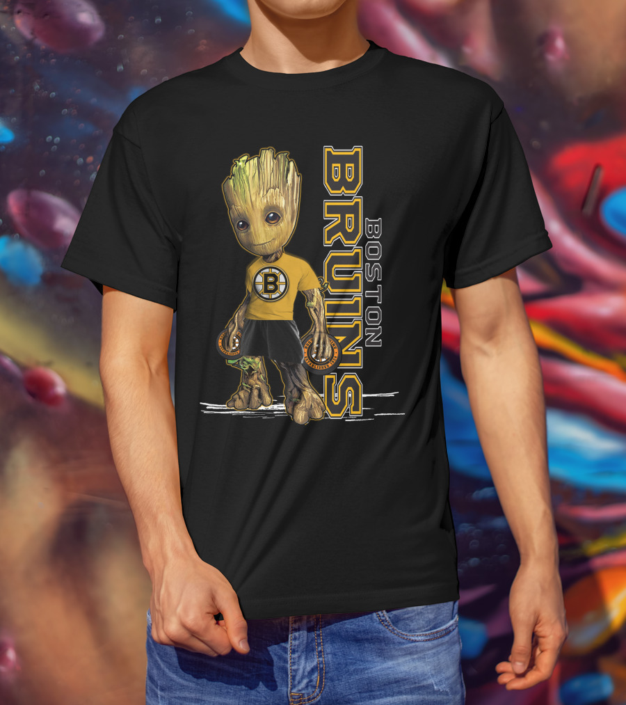 Groot Boston Bruins NHL Hockey Character Crossover T-Shirt