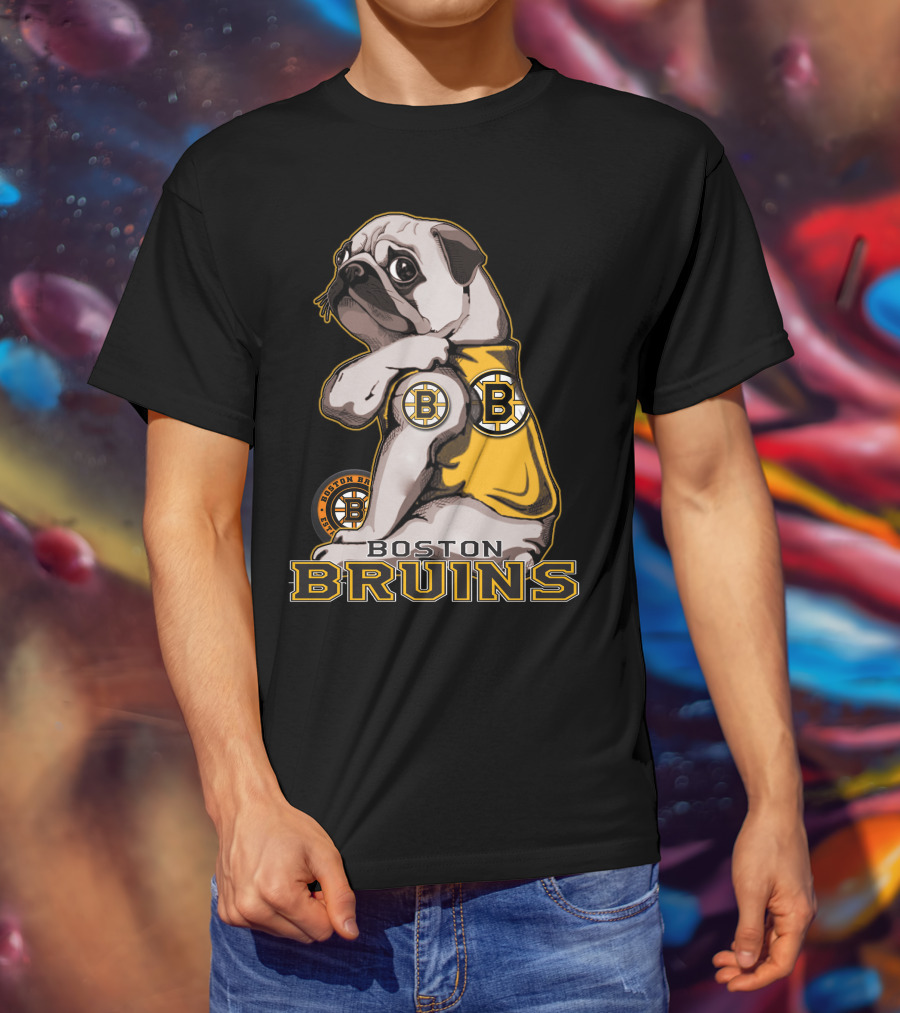 Pug Wearing Boston Bruins Jersey T-Shirt