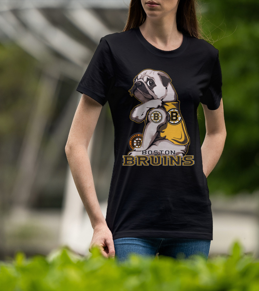 Pug Wearing Boston Bruins Jersey T-Shirt