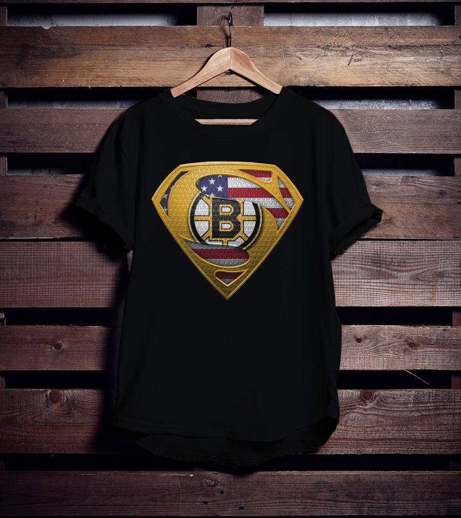 Superman Boston Bruins American Flag T-Shirt