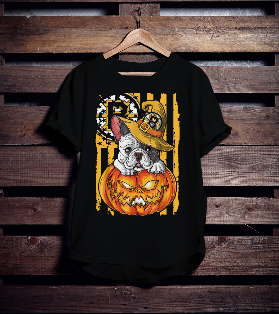 Bulldog Halloween Boston Bruins Pumpkin Magic T-Shirt