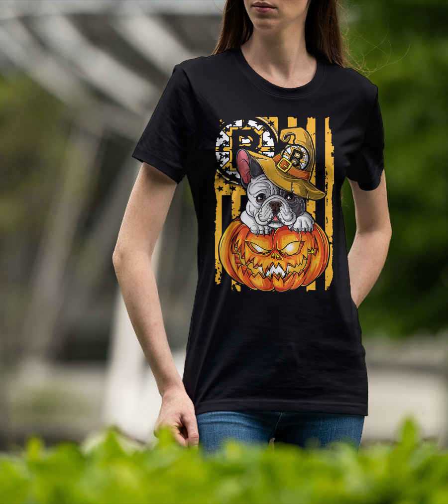 Bulldog Halloween Boston Bruins Pumpkin Magic T-Shirt