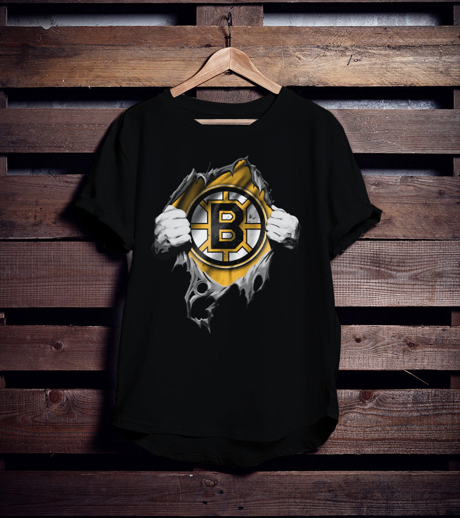 Boston Bruins Torn Ripped T-Shirt