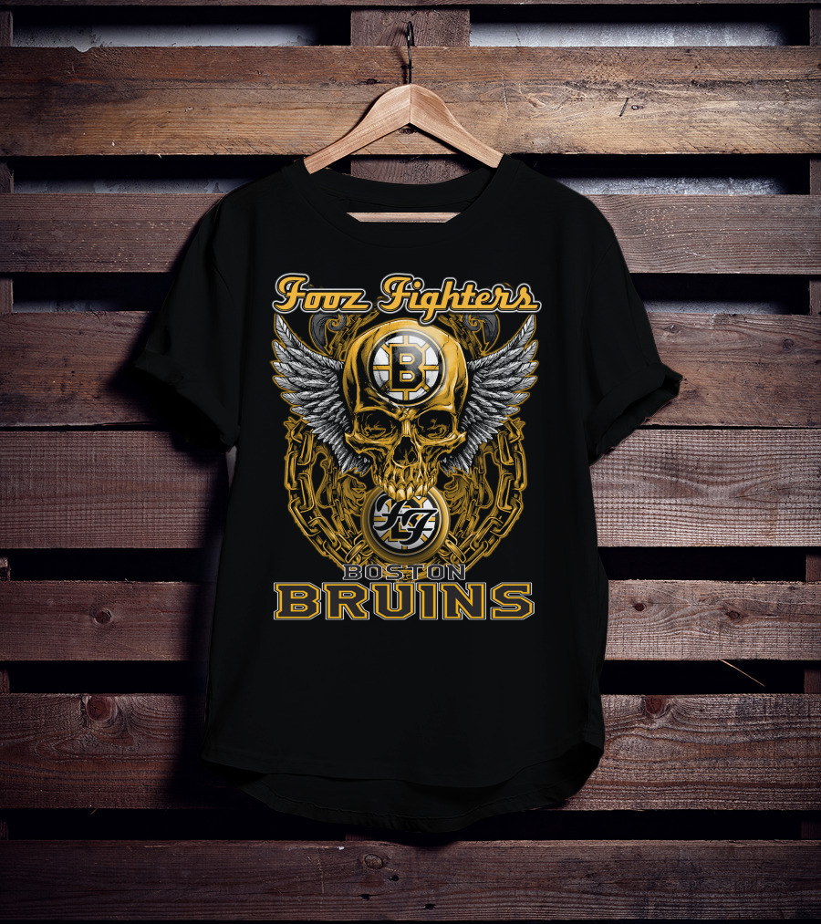 Fooz Fighters Boston Bruins Skull Wings T-Shirt