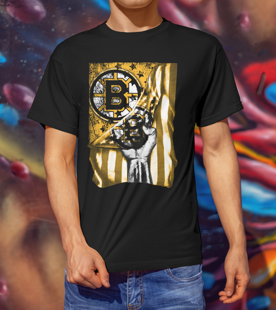 Boston Bruins American Flag Emblem T-Shirt