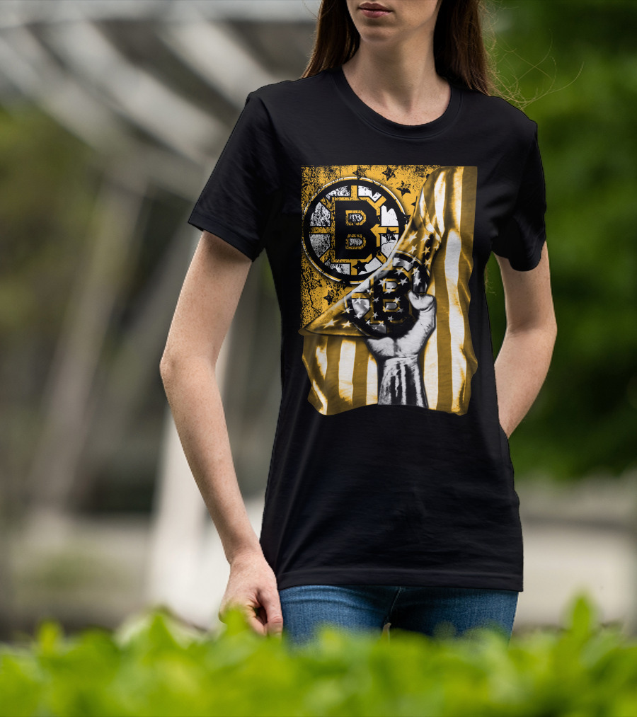 Boston Bruins American Flag Emblem T-Shirt