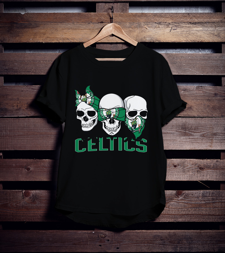 3 Skull Celtics Boston Bandana T-Shirt