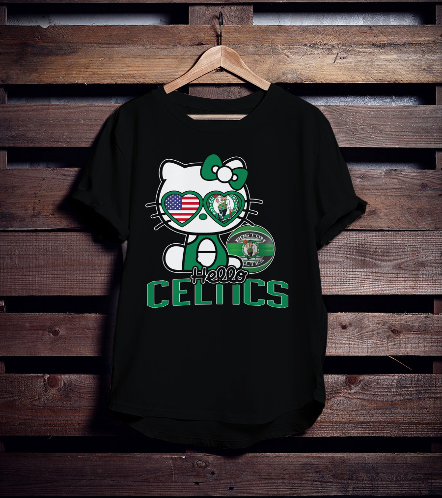 Hello Kitty Boston Celtics USA Heart Patch T-Shirt