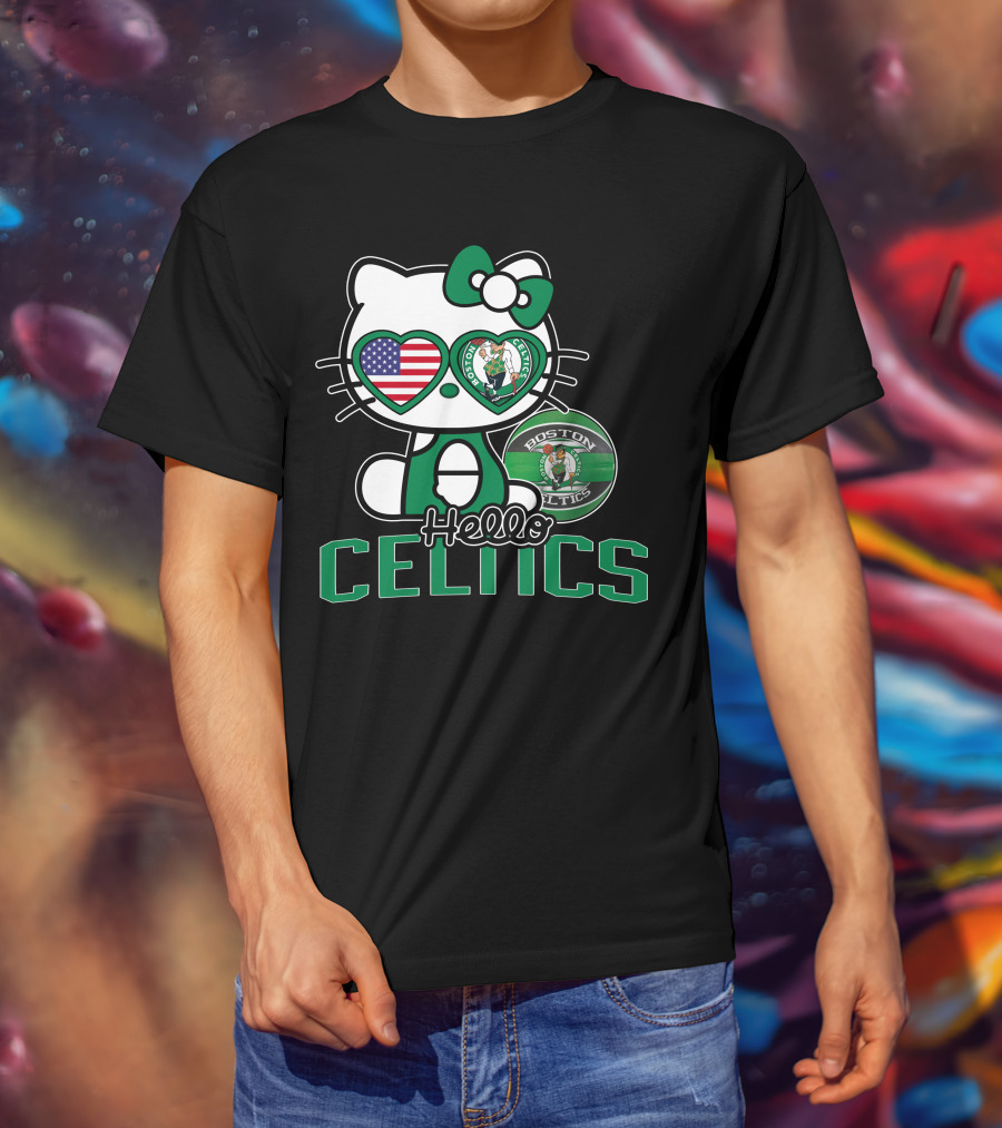 Hello Kitty Boston Celtics USA Heart Patch T-Shirt