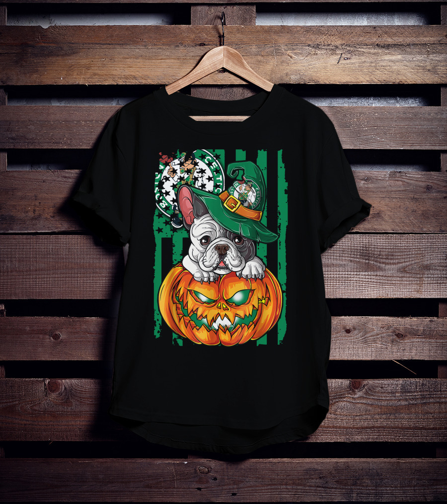 Bulldog Halloween Boston Celtics Pumpkin Hat T-Shirt