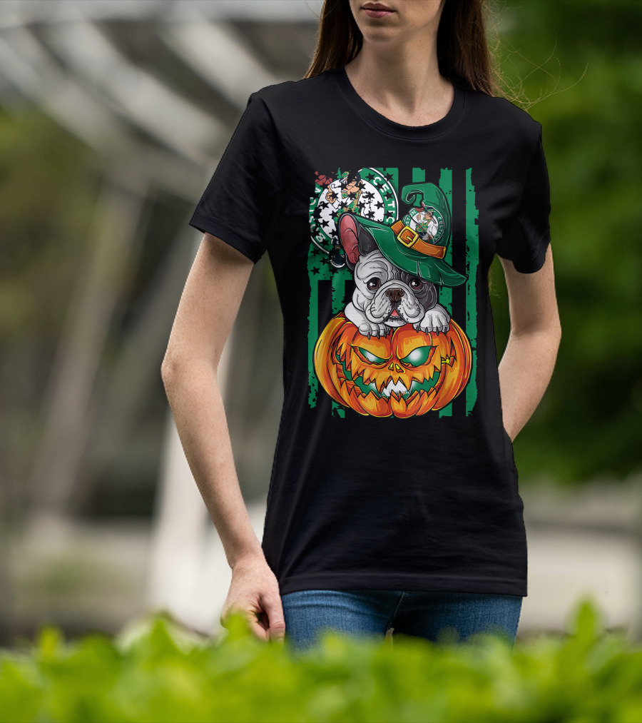 Bulldog Halloween Boston Celtics Pumpkin Hat T-Shirt