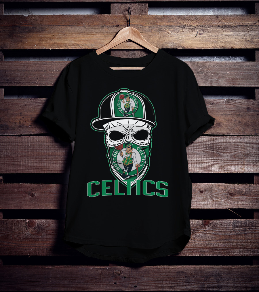 Boston Celtics Skull Hat T-Shirt