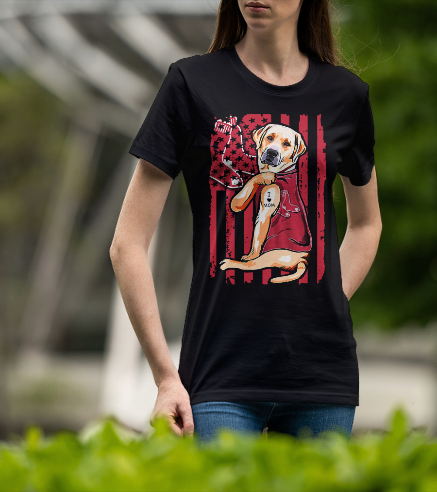 Labrador Retriever I Love Mom Boston Red Sox T-Shirt