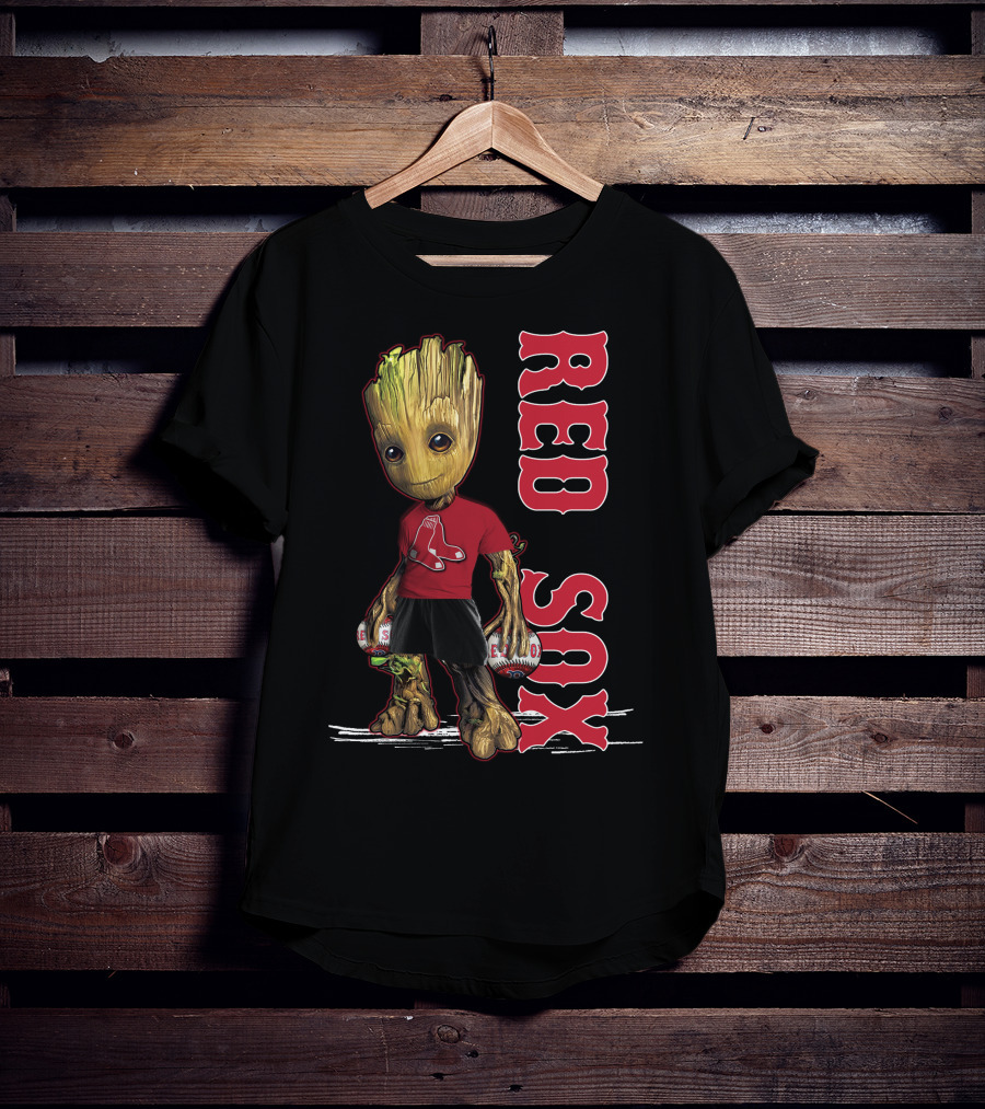 Baby Groot Boston Red Sox Fan Holding Baseballs T-Shirt
