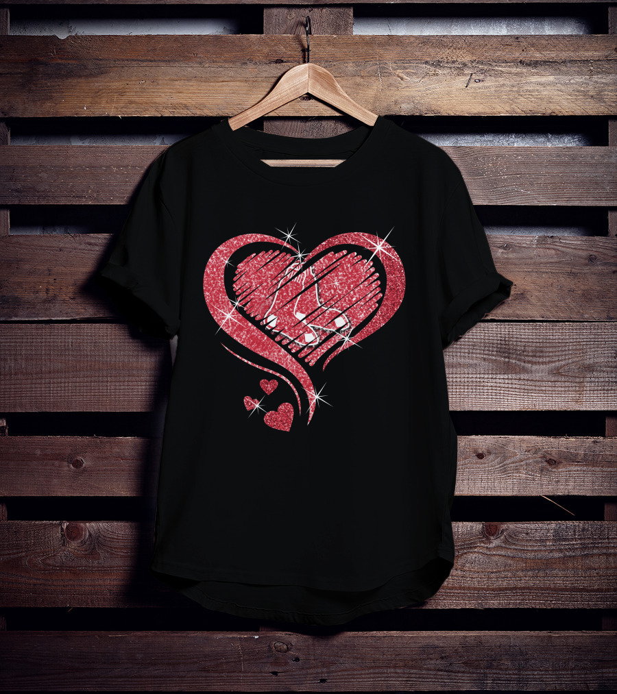 Heart Diamond Boston Red Sox Sparkle Love T-Shirt