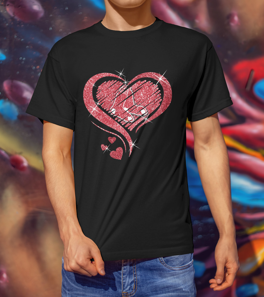 Heart Diamond Boston Red Sox Sparkle Love T-Shirt