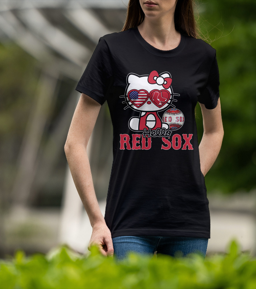 Hello Kitty Red Sox American Heart Baseball Fan T-Shirt