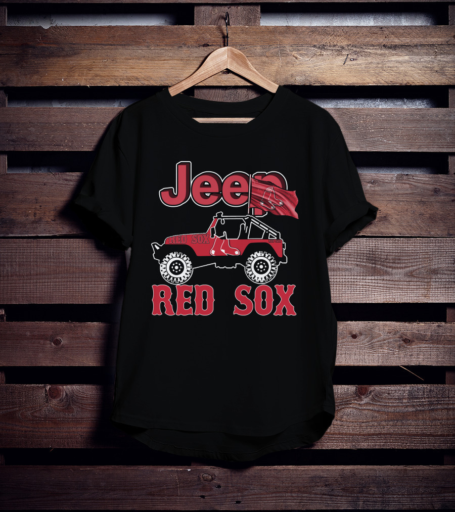 Jeep Boston Red Sox Off-Road Vehicle With Red Flag And Sox T-Shirt