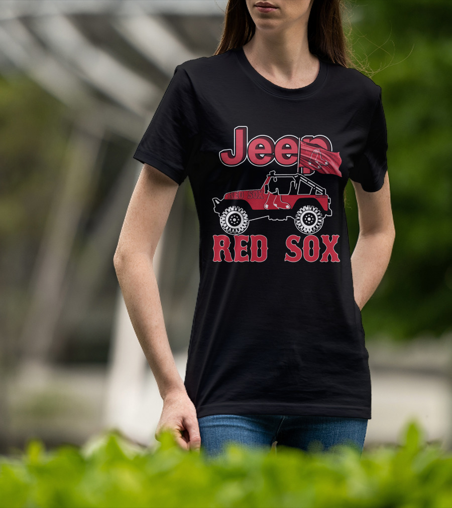 Jeep Boston Red Sox Off-Road Vehicle With Red Flag And Sox T-Shirt
