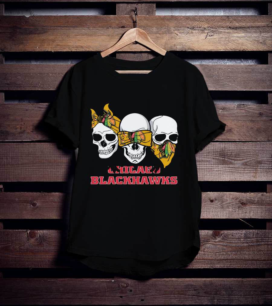 Chicago Blackhawks Three Skulls T-Shirt