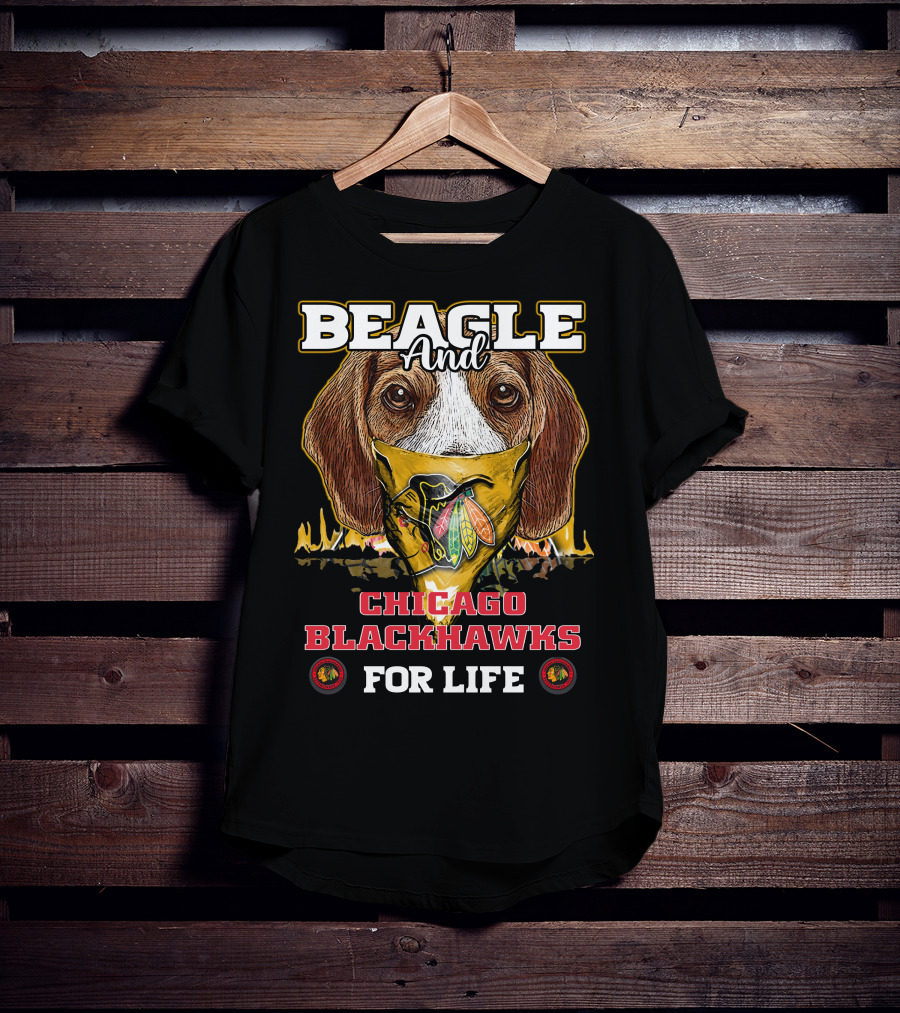 Beagle And Chicago Blackhawks For Life With Iconic T-Shirt
