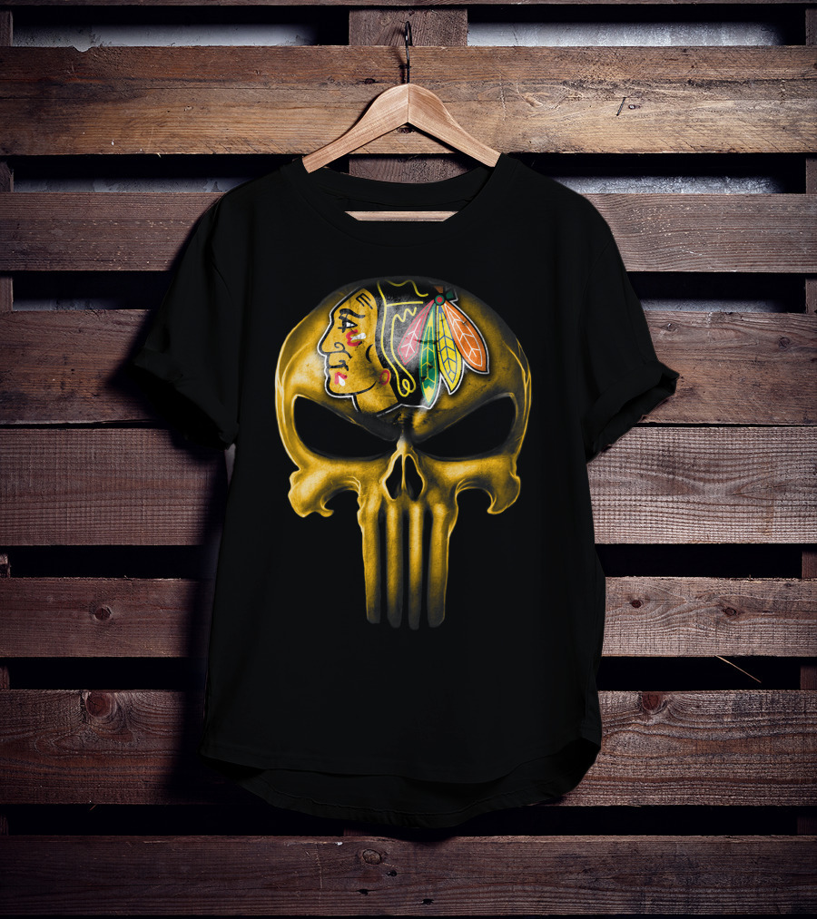 Skull Chicago Blackhawks Punisher Fusion T-Shirt