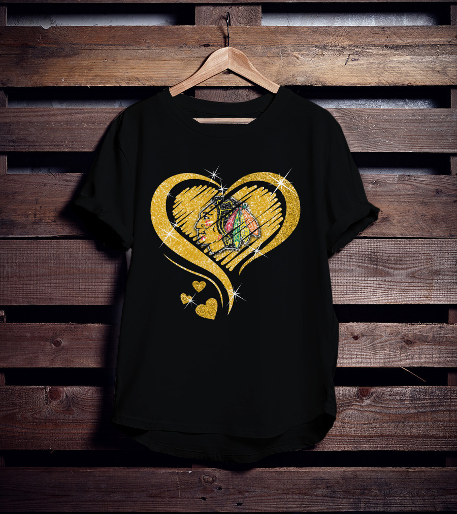Heart Glitter Chicago Blackhawks T-Shirt
