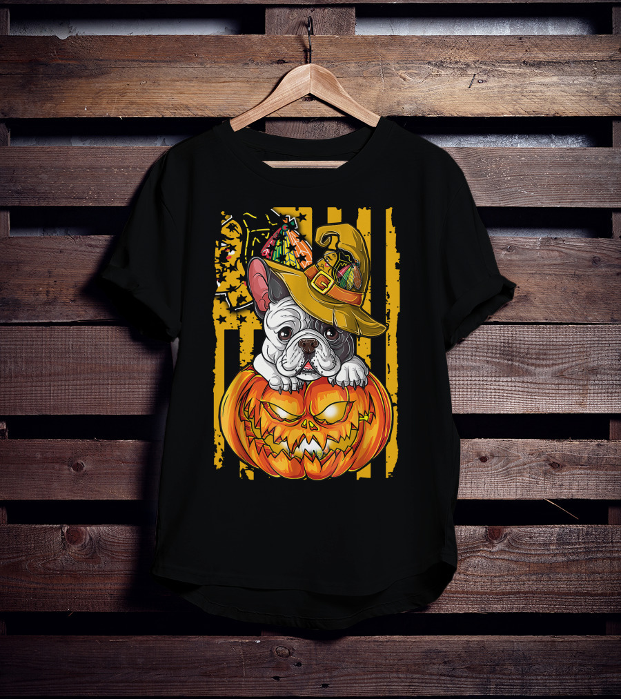 Hlw Bulldog Halloween Pumpkin Chicago Blackhawks T-Shirt