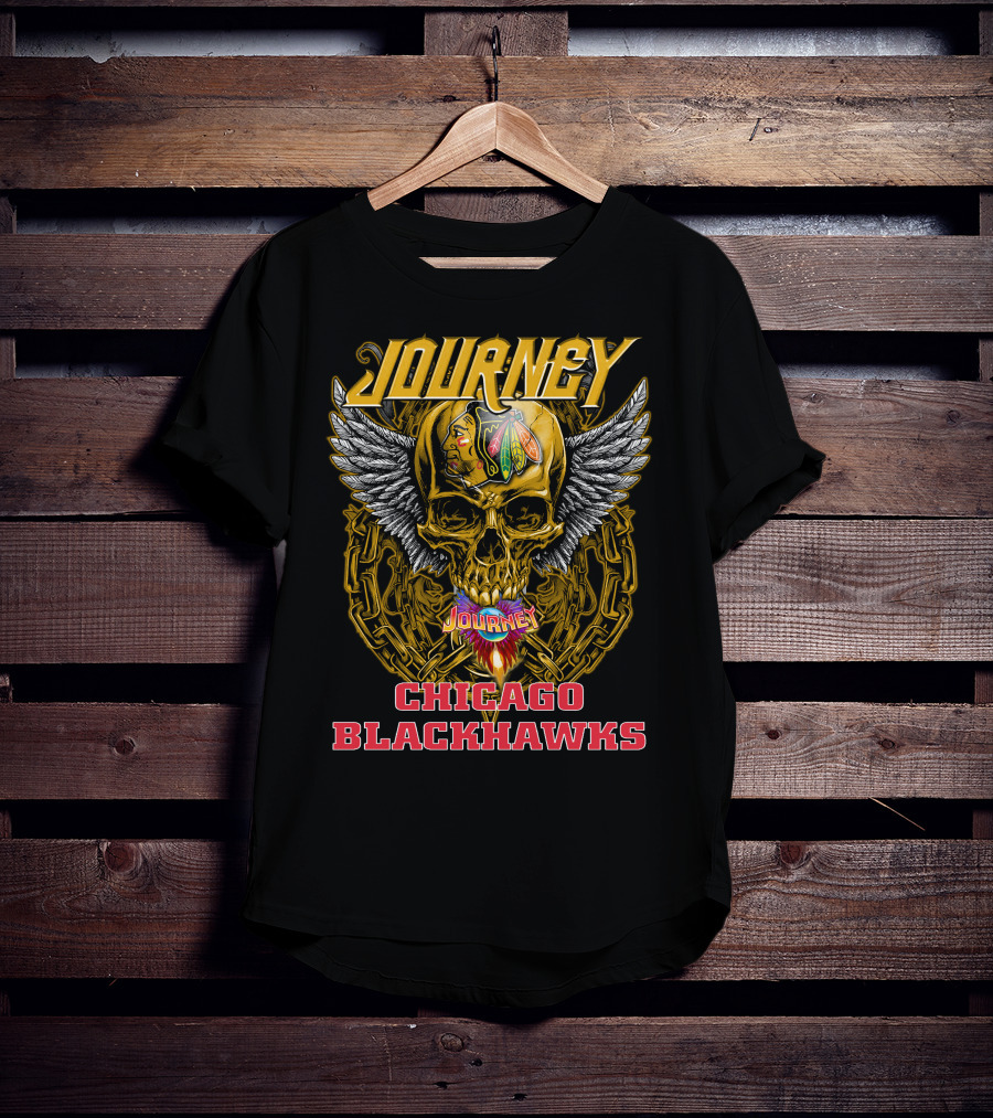 Journey Chicago Blackhawks Skull Wings T-Shirt