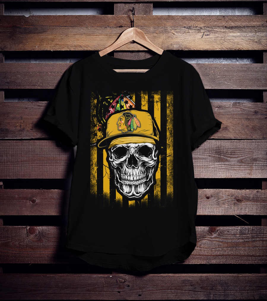 Chicago Blackhawks Skull With Iconic Cap T-Shirt