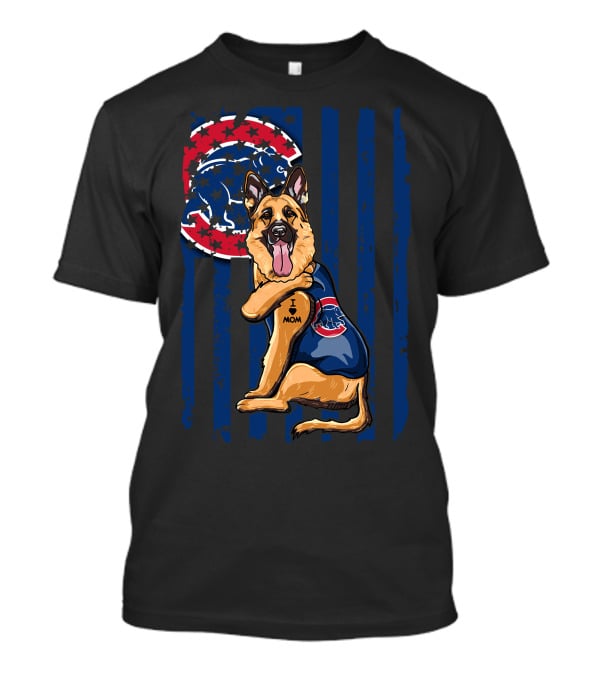 German Shepherd I Love Mom Chicago Cubs Fan T-Shirt