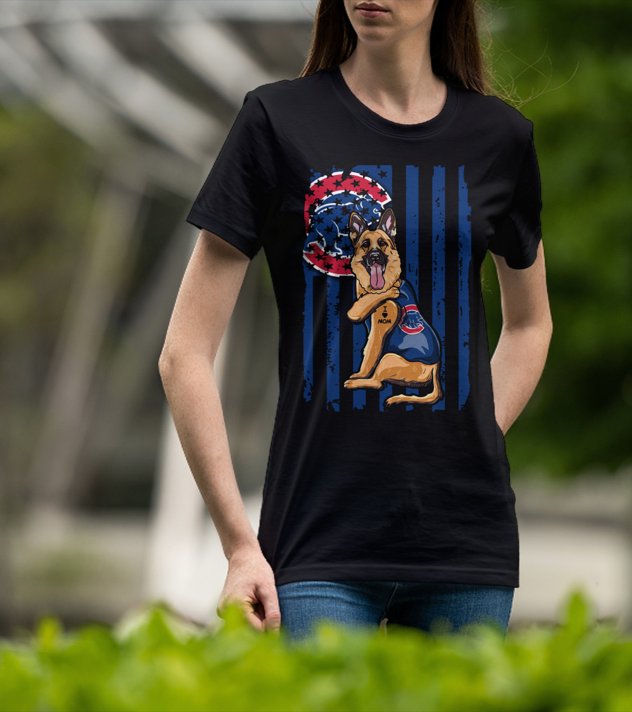 German Shepherd I Love Mom Chicago Cubs Fan T-Shirt