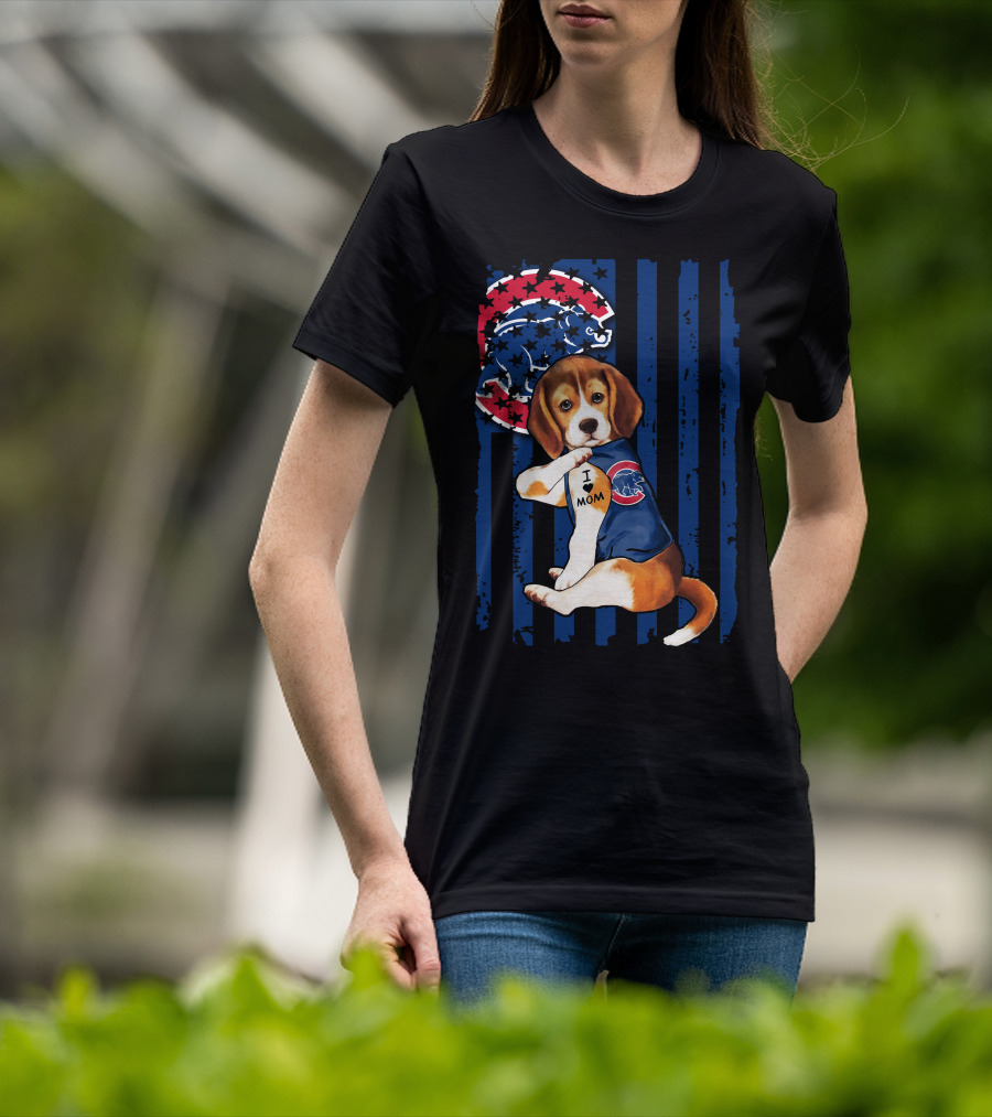 Beagle I Love Mom Chicago Cubs Fan T-Shirt