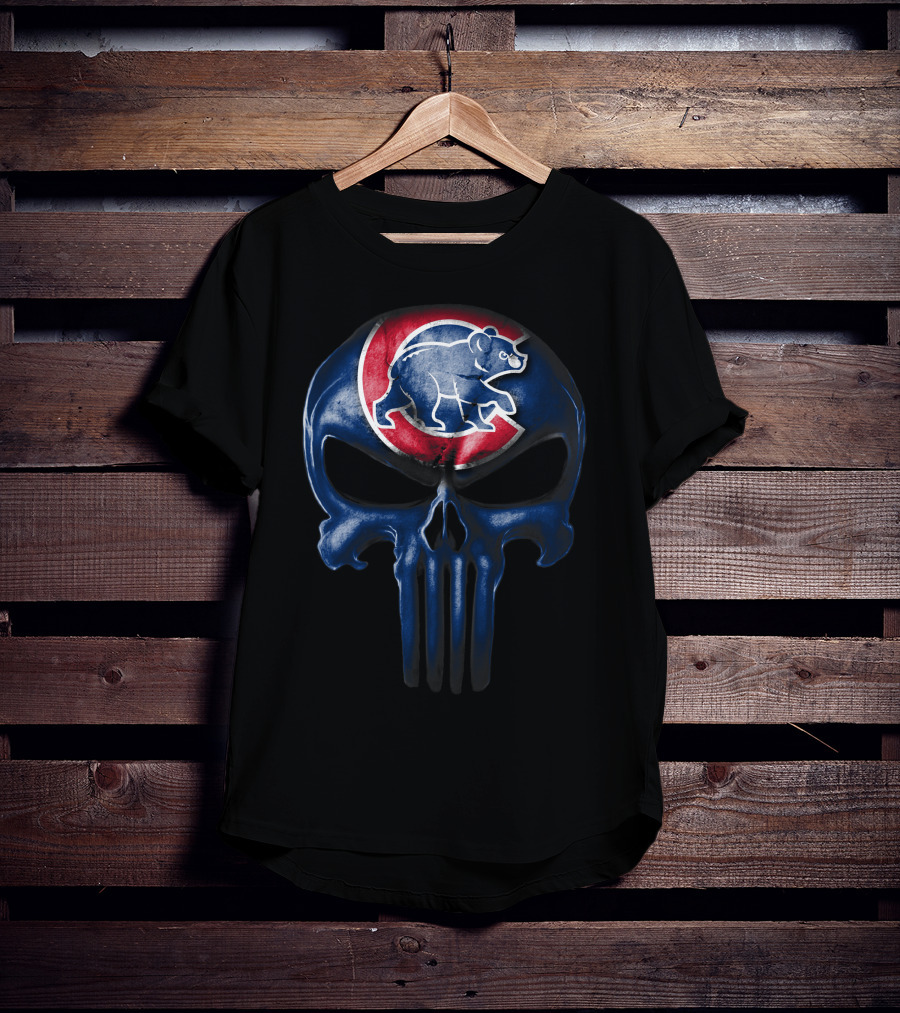 Chicago Cubs Skull Punisher T-Shirt