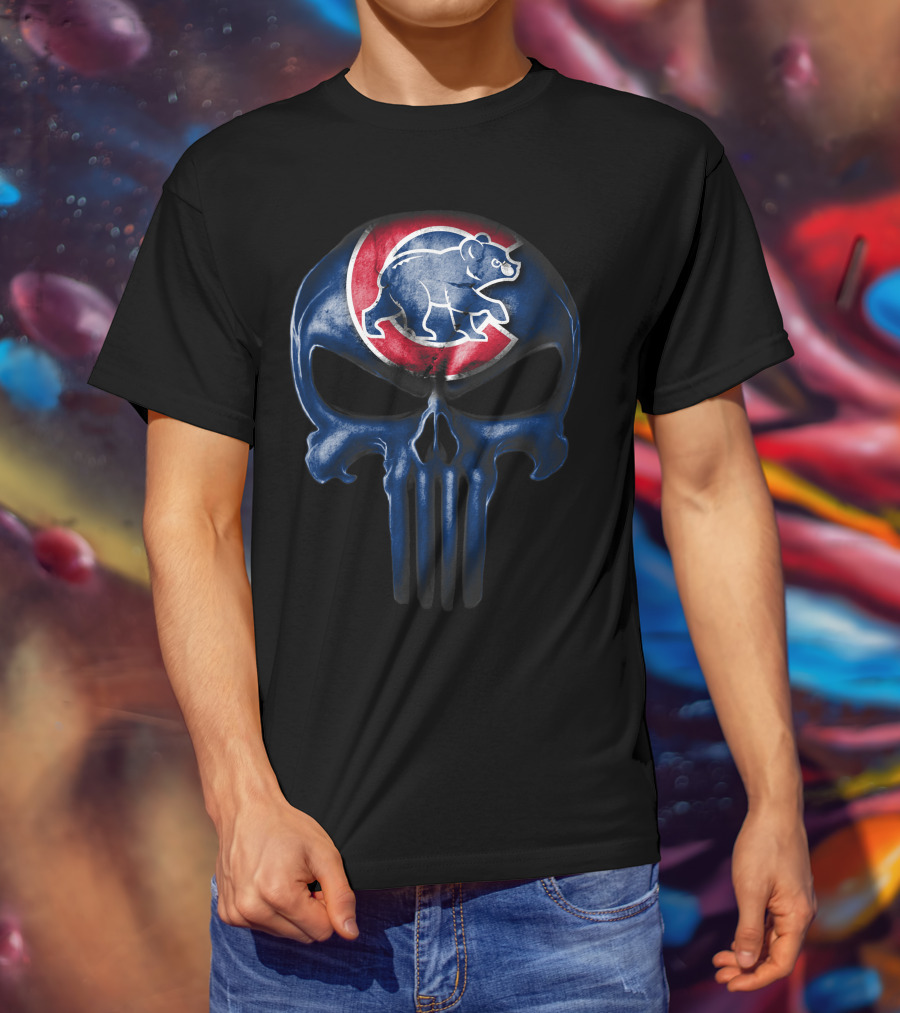 Chicago Cubs Skull Punisher T-Shirt