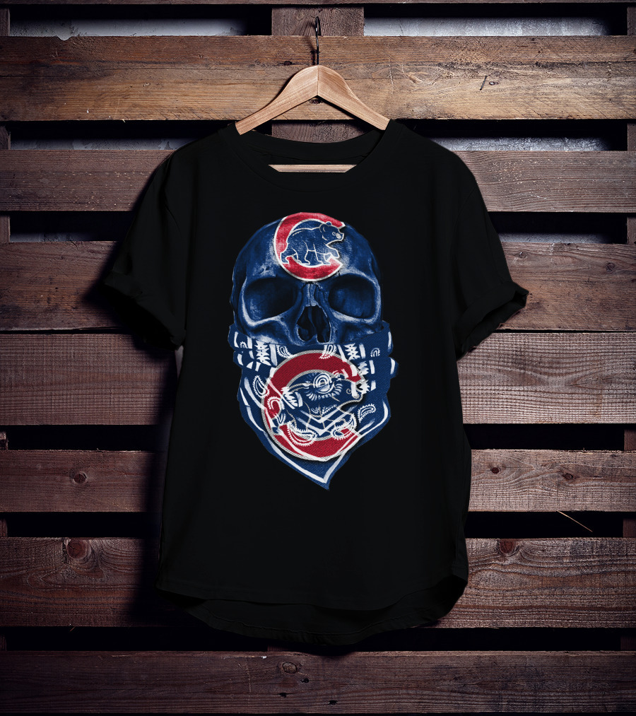 Chicago Cubs Skull Bandana Bear T-Shirt