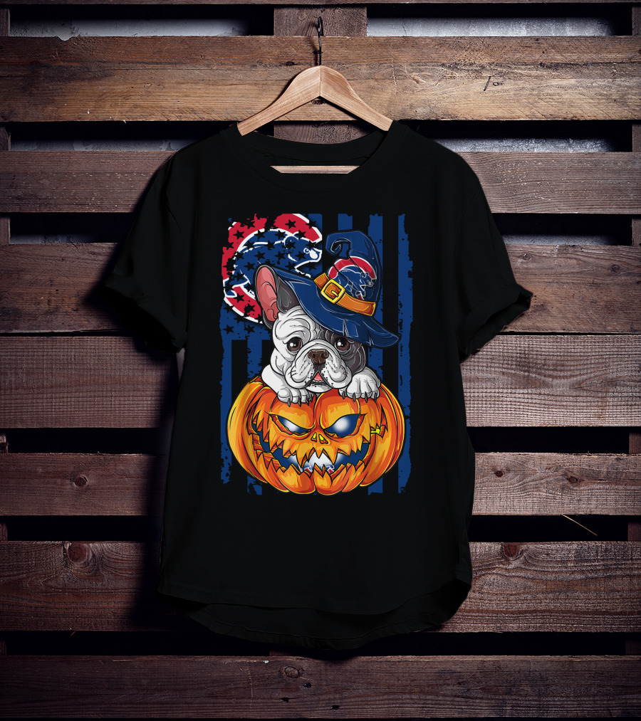 Hlw Bulldog Chicago Cubs Halloween Pumpkin Wizard T-Shirt