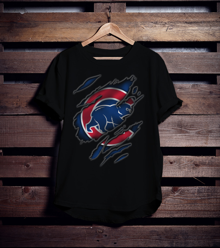 Torn Chicago Cubs Logo Claw Rip T-Shirt