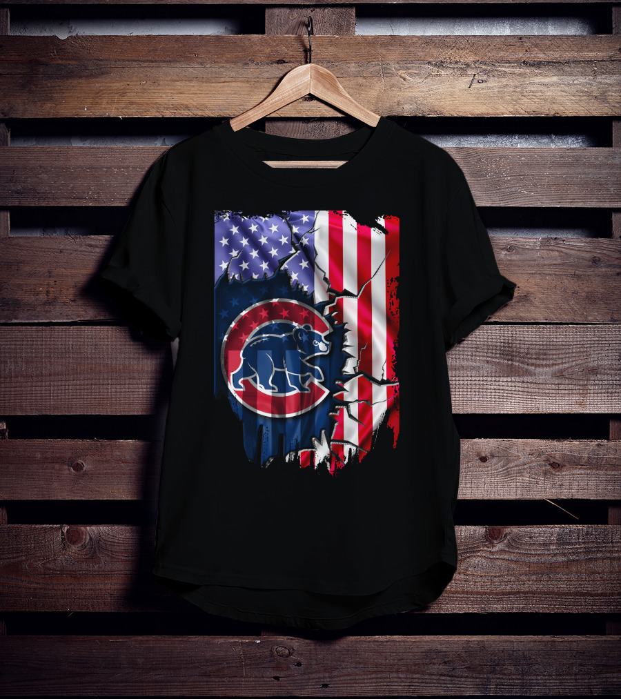 Flag Chicago Cubs American Stars And Stripes Bear T-Shirt
