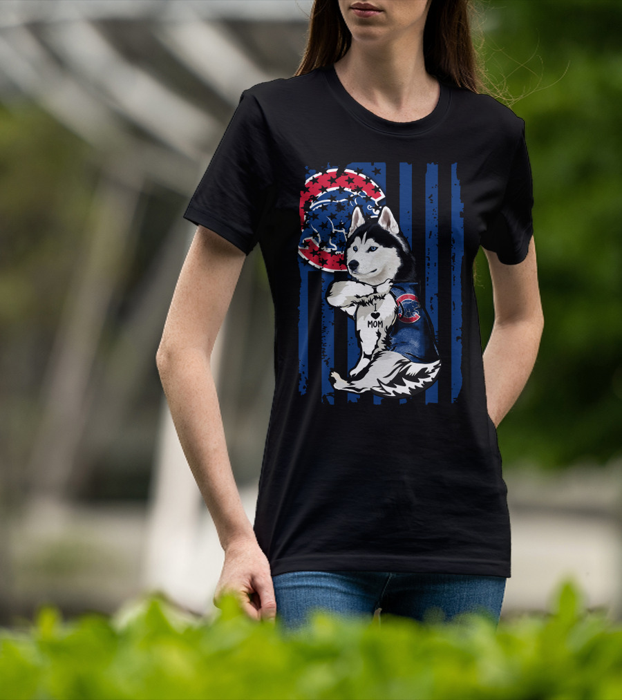 Siberian Husky I Love Mom Chicago Cubs Fan T-Shirt