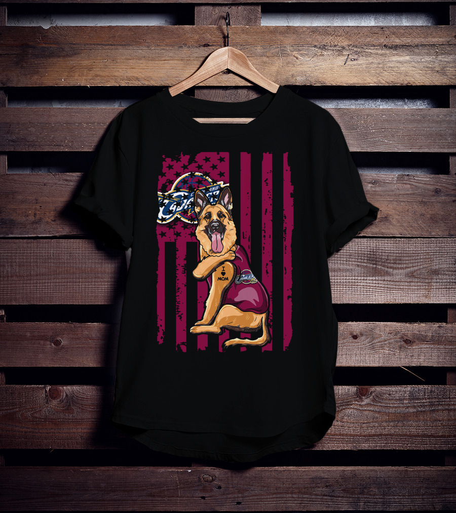 German Shepherd Cleveland Cavaliers Logo Tattoo I Mom T-Shirt