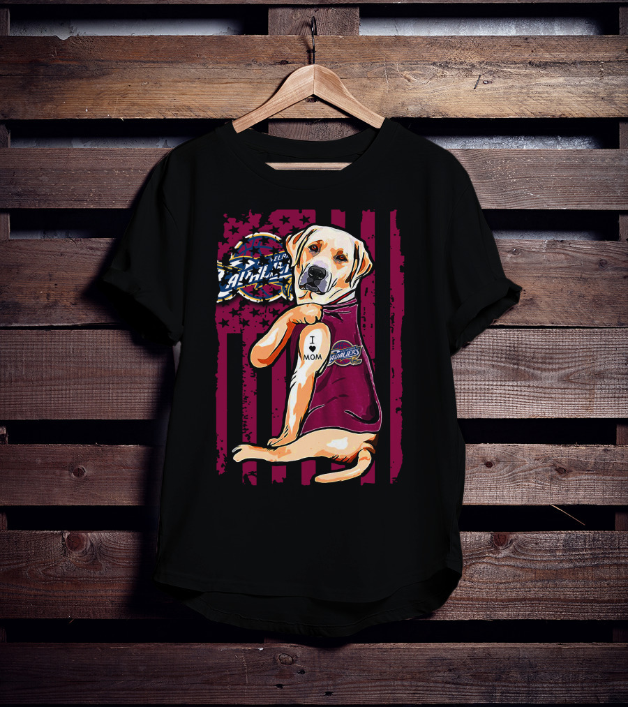 Labrador Retriever I Love Mom Cleveland Cavaliers Logo Combination T-Shirt