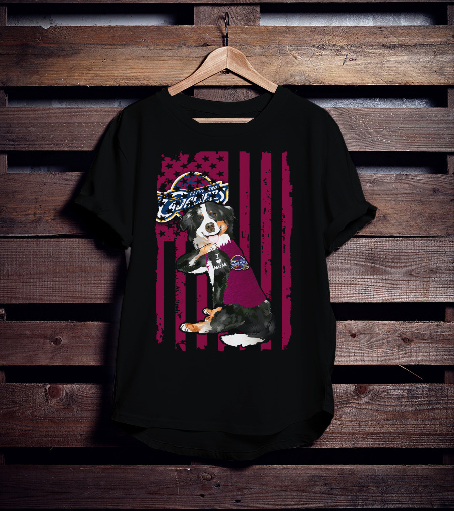 Cleveland Cavaliers Border Collie I Love Mom T-Shirt