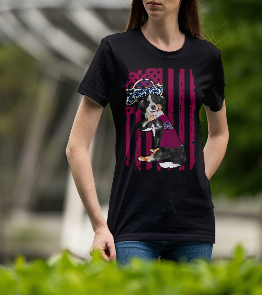 Cleveland Cavaliers Border Collie I Love Mom T-Shirt