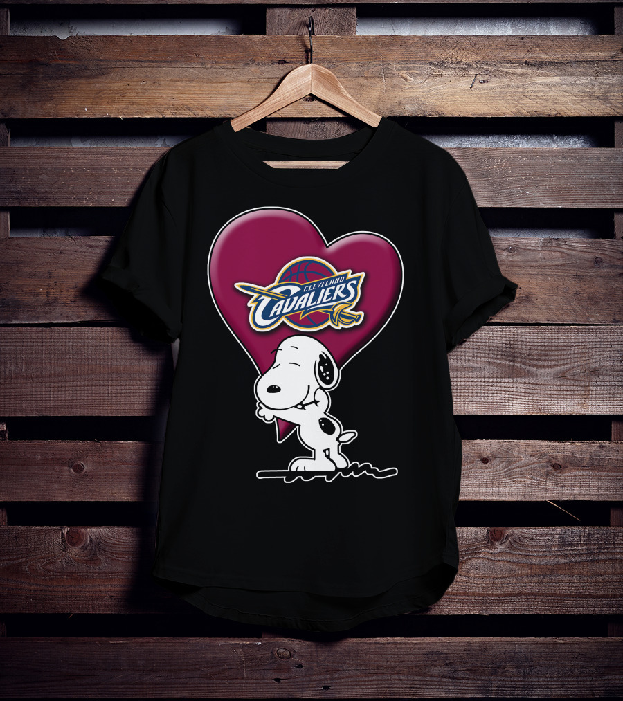 Snp V1 Cleveland Cavaliers Heart Basketball Snoopy Hugging T-Shirt