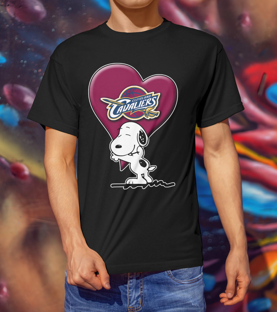 Snp V1 Cleveland Cavaliers Heart Basketball Snoopy Hugging T-Shirt